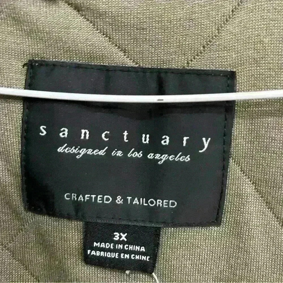 Sanctuary new Army Green Quilted Long Sleeve Full Zip Bomber Jacket Coat Size 3X - Picture 4 of 5